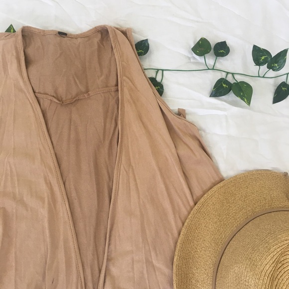 Boho Indy tan ruffled long cardigan - Picture 3 of 6